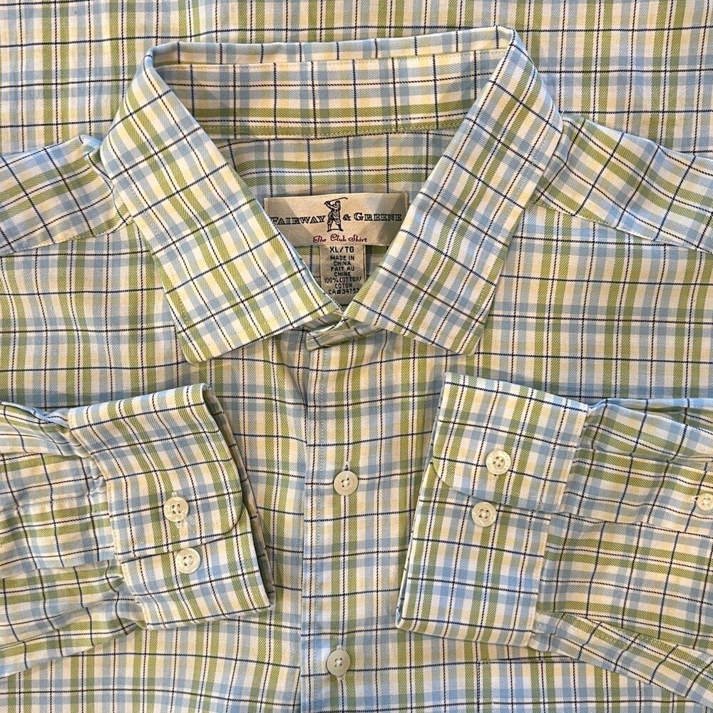 Fairway & Greene Men's The Club Shirt Plaid Long Sleeve Button Up Multicolor XL